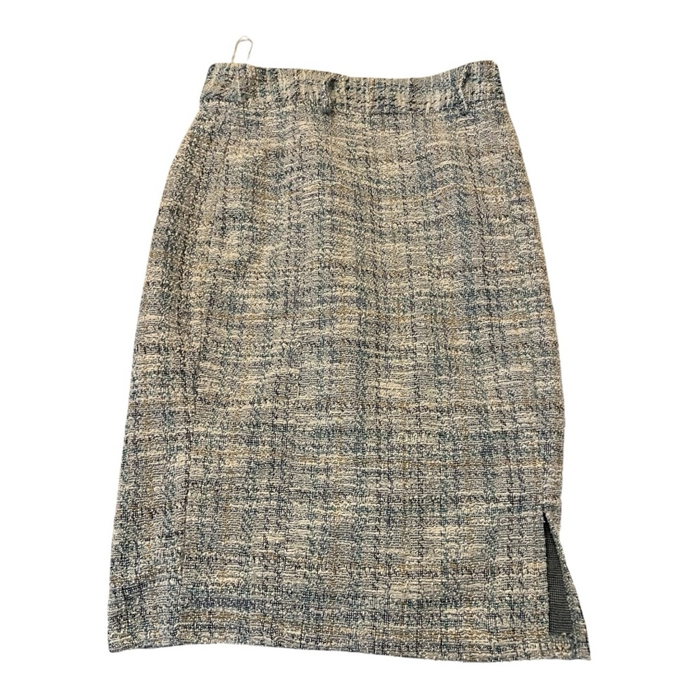 Kate Kasin Tweed Pencil Skirt Small – Blue Gold Teal‎ Silver Speckled